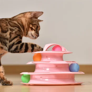 3 уровня, Игрушечная башня для домашних кошек, треки, диск, тренировка интеллекта, диск с развлечениями, игровая дорожка, игрушки для кошек, мяч