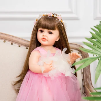 Bebe Reborn Menina Bonecas 22 Дюймов Силиконовая Кукла Для Всего Тела Розовая Принцесса Одеваются Игрушки Подарок