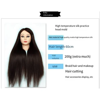 Головы-манекены с синтетическими волосами для тренировки прически, укладка головы для практики причесок, красивые куклы, длинные волосы 20 дюймов 2